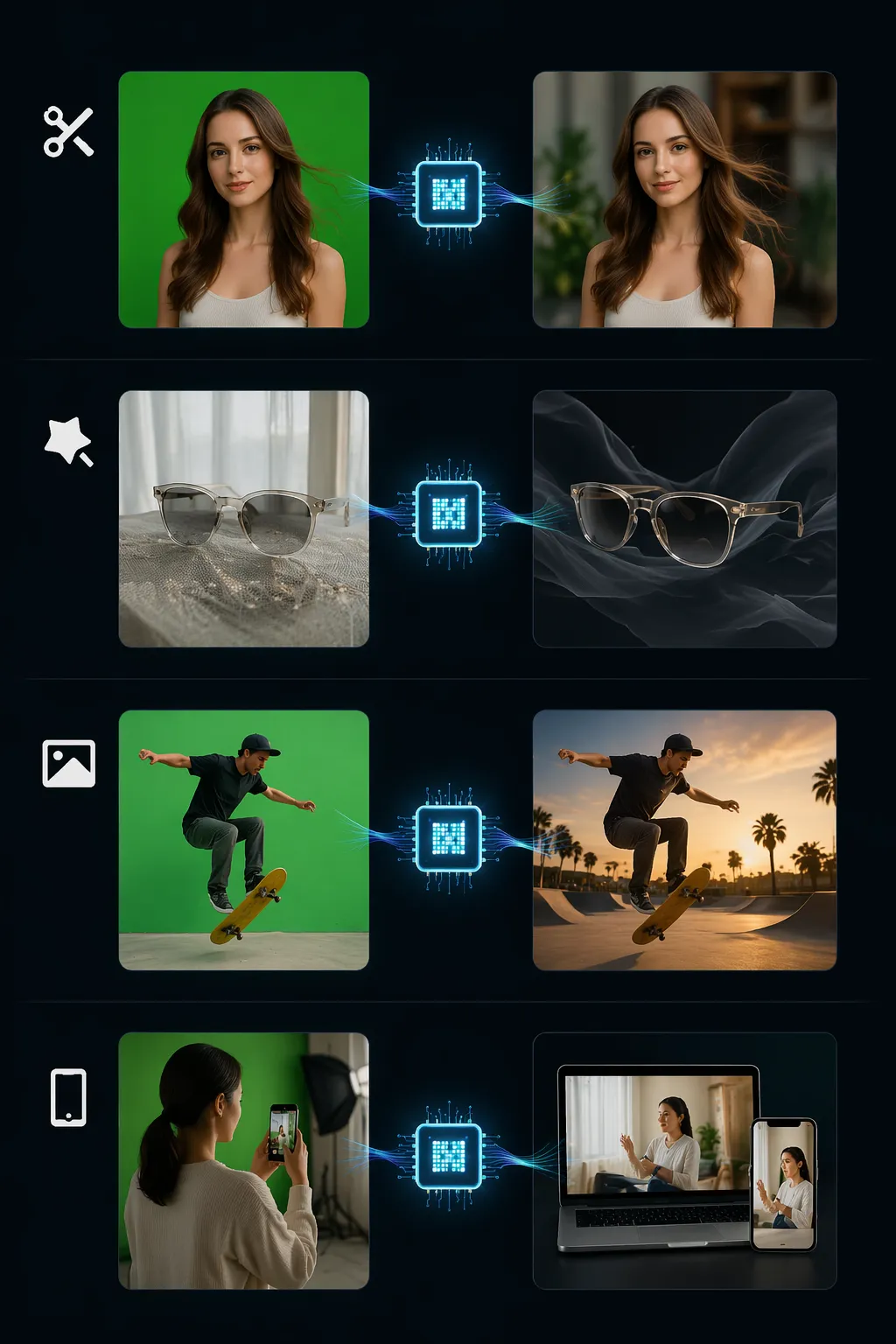 Corridor Key removing a video background with an AI green screen keyer